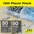 100 Pieces Zinc Dry Wall Anchors and Screws Kit Metal - 50 Pcs Self Drilling Anchors and 50 Pcs #8 x 1-1/4" Screws, Heavy Duty 65lb Capacity, No