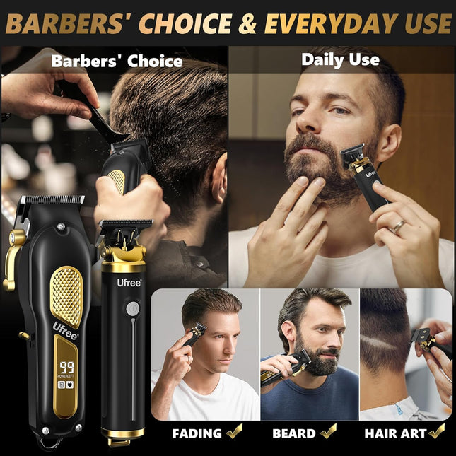 Ufree Hair Clippers for Men, Professional Clippers and Trimmers Set, Cordless Cl