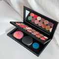 Double Layer Book Shape Empty Magnetic Eyeshadow Makeup Palette with Mirror and 20Pcs Adhesive Stickers, Sliver Stars Cover, Fits Standard and