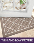 DEXI Front Door Mat Indoor Entryway 17x30 Inside Entrance Doormat Beige | Non Slip Low Profile Thin Absorbent Washable Entry Mats for House Floor,