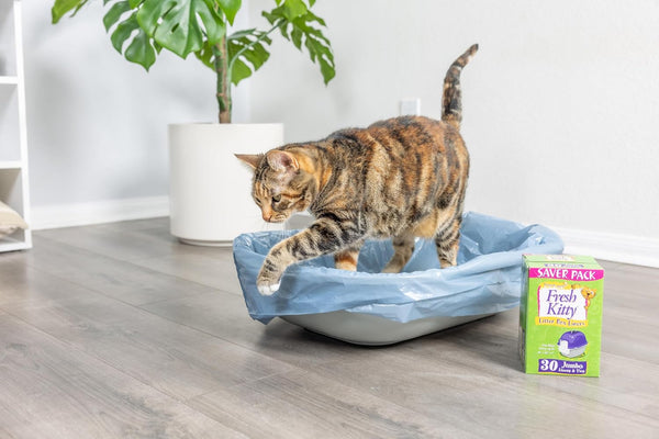 30 Count Fresh Kitty Litter Box Liners Super Thick, Durable, Easy Clean Up Jumbo Scented, Bags with Ties for Pet Cats 30 Count (Pack of 1)