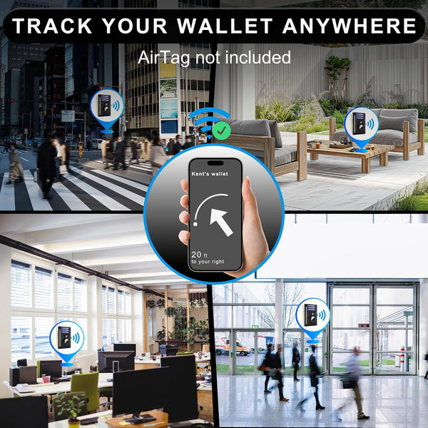 Slim Minimalist Front Pocket Air Tag Wallet, RFID Blocking Card Holder Wallet with Airtag Holder Black
