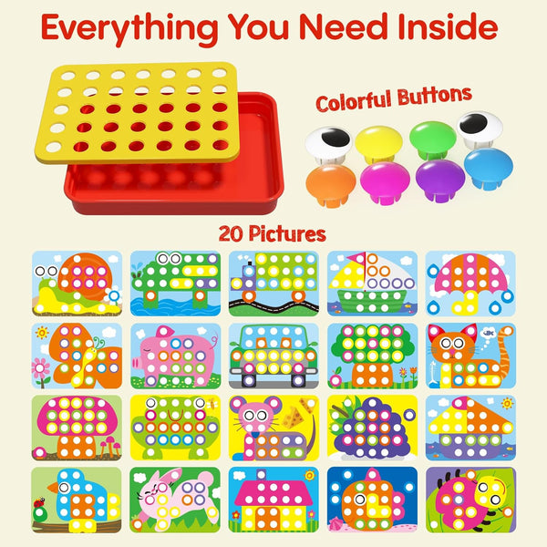 AMOSTING Matching Mosaic Pegboard Ã¢ÂÂ Sensory Early Educational Kids Activity, Gifts for Toddlers