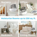 Pure Enrichment Mistaire Silver Ultrasonic Cool Mist Humidifier for Bedroom, Office, Nursery & Indoor Plants - Lasts up to 25 Hours, Whisper-Quiet