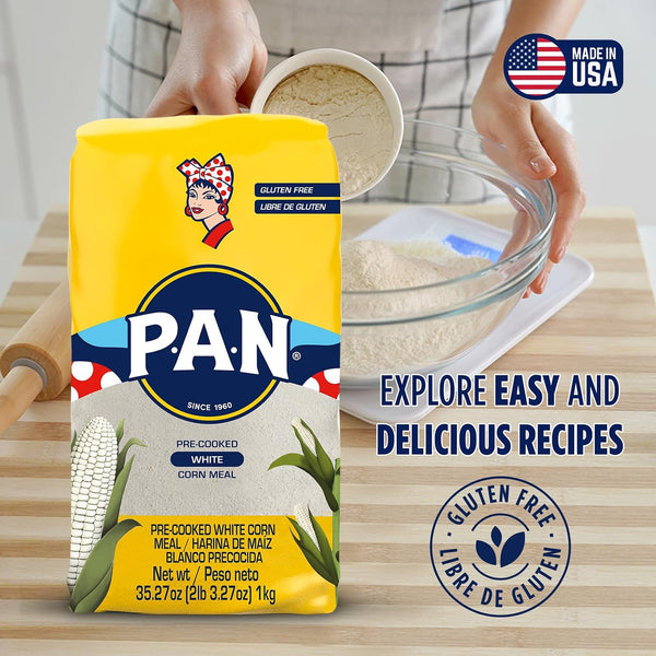 P.A.N. White Corn Meal – Pre-cooked Gluten Free and Kosher Flour for Arepas (2 lb 3.27 Oz / Pack of 1) 35.27 Ounce (Pack of 1)