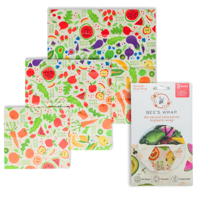 Bee'S Wrap Beeswax Wraps for Food - Garden Party 3 Pack (S, M, L) Made in USA Re