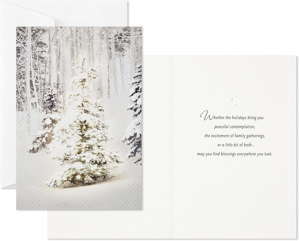 Hallmark Boxed Christmas Cards, Snowy Glowy Tree (16 Cards and Envelopes)