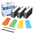 50 Pack "C" Channel Magnetic Label Holders 1X3 with 100 White Card Inserts, 50 Clear Plastic Protectors and Bonus 20 Colorful Cardstock Inserts in
