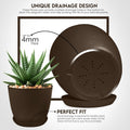 Plant Pots Indoor with Drainage, 5 Pack Multi-Size Planters Set, Brown Pack of 5 Brown