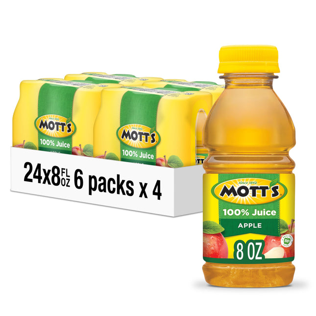 Mott'S 100% Original Apple Juice, 8 Fl Oz Bottles, 24 Count (4 Packs of 6), 2 Se