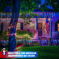 JMEXSUSS Icicle Lights for 4th of July Decor, 400 LED Red White and Blue | 38.8 Ft Icicle Lights for Outside, Independence Day Icicle String Light