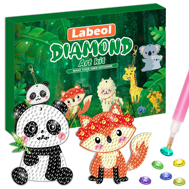 Labeol Arts and Crafts for Kids Ages 8-12 - Creat Your Own GEM Keychains-5D Diamond Art by Numbers GEM Art Kits for Kids