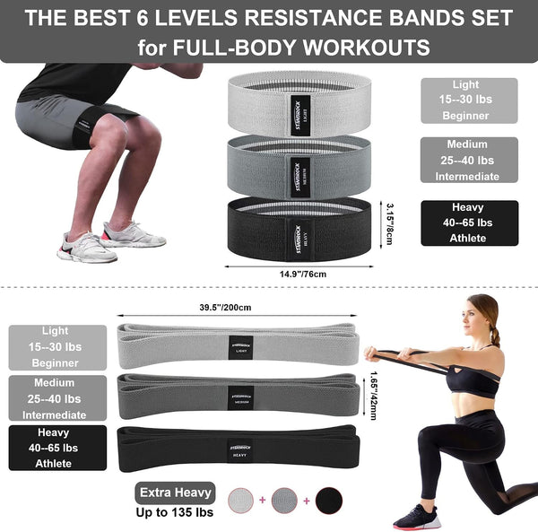 Fabric Resistance Bands for Working Out, 3 and 4 Levels Booty Bands Long Resistance Bands for Women and Men | Elastic Bands for Exercise Bands