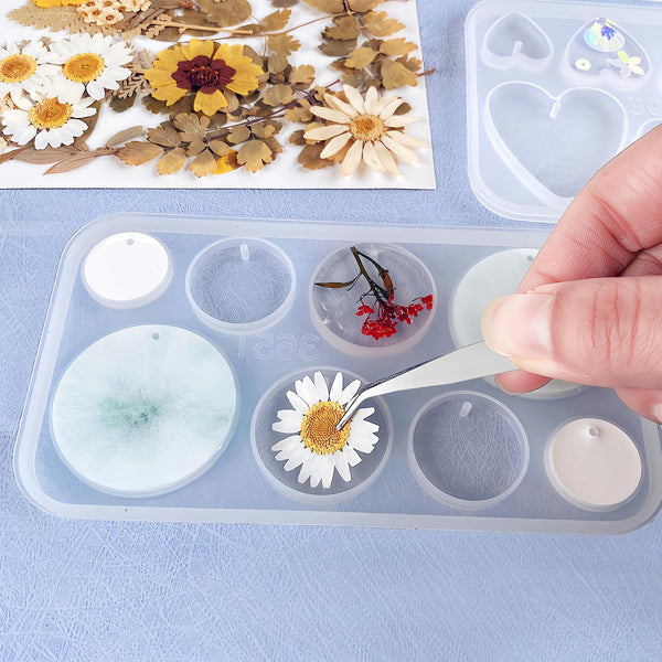 Resin Jewelry Molds, 128 Pcs Multiple UV Resin Earring Mold with Holes, Basic Epoxy Keychain Kits Bundle Complete Set, Necklace Pendant Moldes