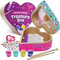 Paint Your Own Wooden Kids Heart Treasure Box Kit - Basket Stuffers - Art Kits for Toddler Girl - Arts and Craft Gifts for Ages 4-6 Year Old Girls