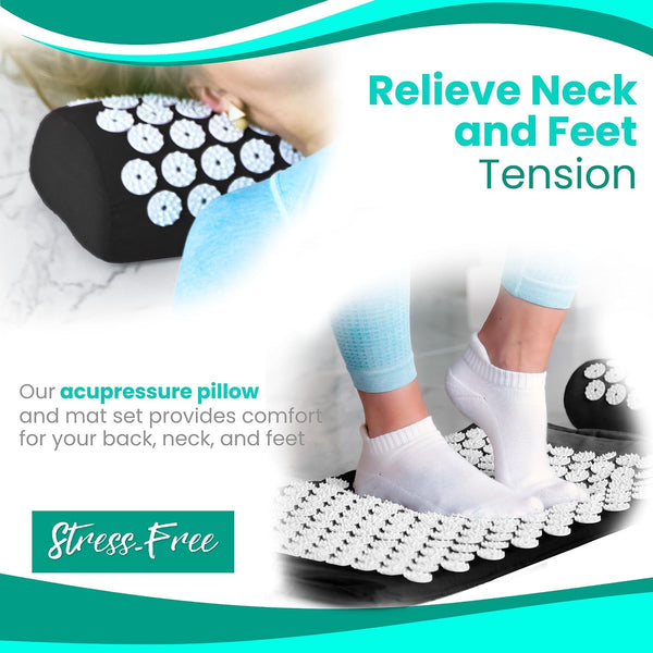 Sivan Back and Neck Pain Relief Acupressure Mat and Pillow Set, Chronic Back Pain Treatment - Relieves Your Stress of Lower Upper Back and Sciatic