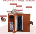Women'S Wallets RFID Blocking Leather Trifold Clutch Wallet Credit Card Holder Ladies Travel Wallet Purse with Pen Holder