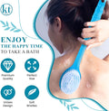 2 Pack Bath Body Brush Long Handle Back Shower Brush Exfoliating Back, Body, and Feet Scrubber Soft Nylon Bristles (Blue & Green) Blue, Green
