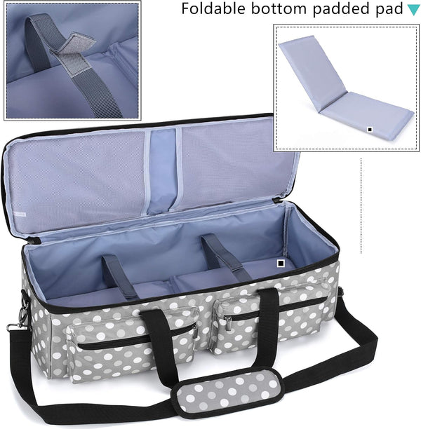 LUXJA Carrying Bag Compatible with Cricut Explore Air and Maker, Gray Dots | Tote Bag Compatible with Cricut Explore Air, Silhouette Cameo 4 and