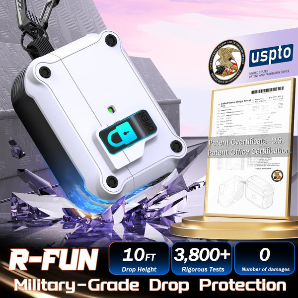 R-Fun Compatible with Airpods Pro 2Nd Generation 2023(Usb-C),2022(Lightning Cable),1St Gen 2019 Charging Case, Full Drop Protection Auto Pop-Up