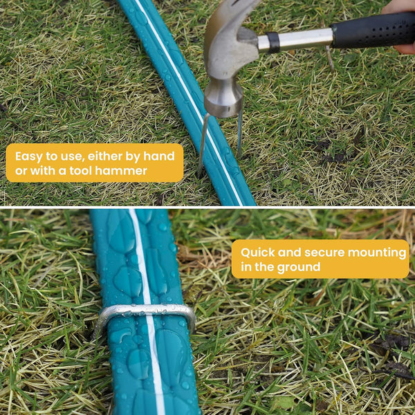 LINEX Sprinkler Soaker Hose 50 Ft for Garden Lawn Watering Hose with Hose Stakes