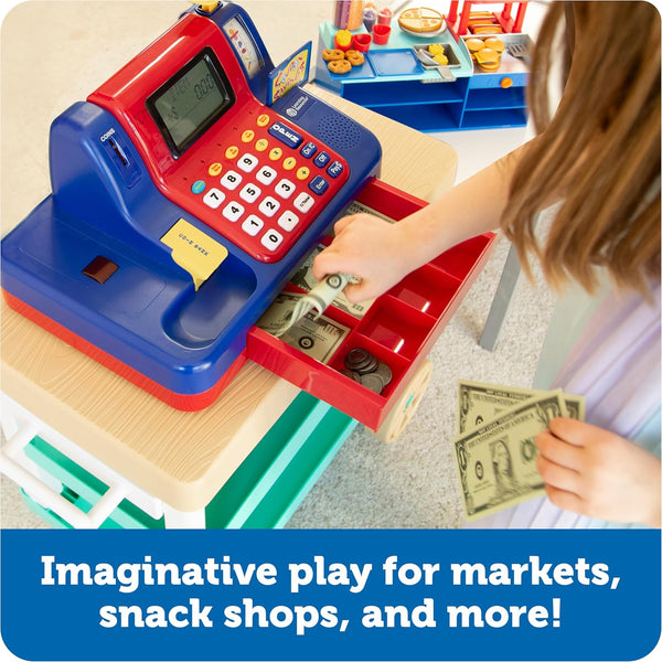 Learning Resources Pretend & Play Teaching Cash Register, 73 Piece Set, Ages 3+, Talking Register, Counting Activities, Money Management