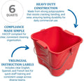 San Jamar Kleen-Pail Pro, Bucket with Handle for Cleaning Products in Commercial and Home Setting, 6 Qts, 1 Count, Red 6 Quarts 1