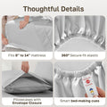 Natural 100% Cotton Queen Sheets Set, Soft, Durable Sateen, Light Grey | Good Housekeeping Seal, Lightweight, Breathable, For Hot Sleepers, 4pc