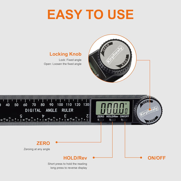 Digital Angle Finder Protractor, 7Inch 200Mm Angle Gauge Professional Measuring Tool, Third Generation Adjustable Angle Ruler, Quick Display for