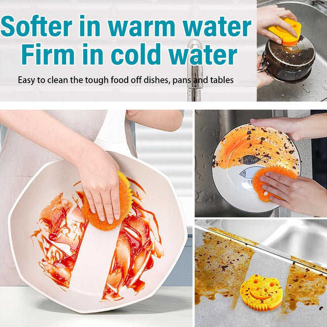 Smilepowo 5 Pack Scrub Sponge, Dual-Sided Temperature Controlled Kitchen Sponge 