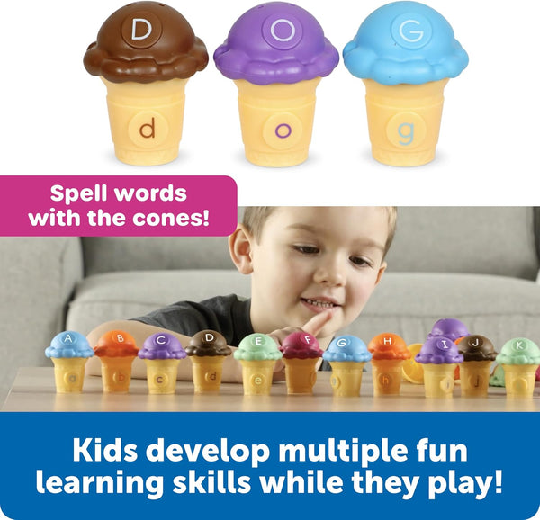 Learning Resources Mini Letter Scoops,Preschool Learning Toys, Stacking Toys, Montessori Toys,Kids Easter Gifts, Ages 3+, 52 Pieces