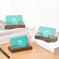 Business Card Holder for Desk, Modern Card Organizers and Office Desk Accessories for Men and Women (Walnut Golden)