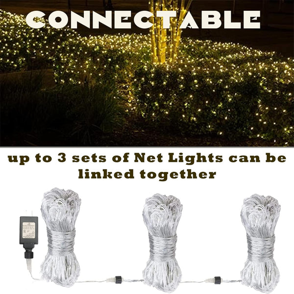 LED Net Lights, 270L 10×10 FT Outdoor Mesh Lights for patio, Pergolas 270LED 10×10FT Net lights Connectable