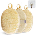 YIQINGJIE Natural Loofah Sponge Exfoliating Body Scrubber (3 Pack) Beige Beige 1 Count (Pack of 3)