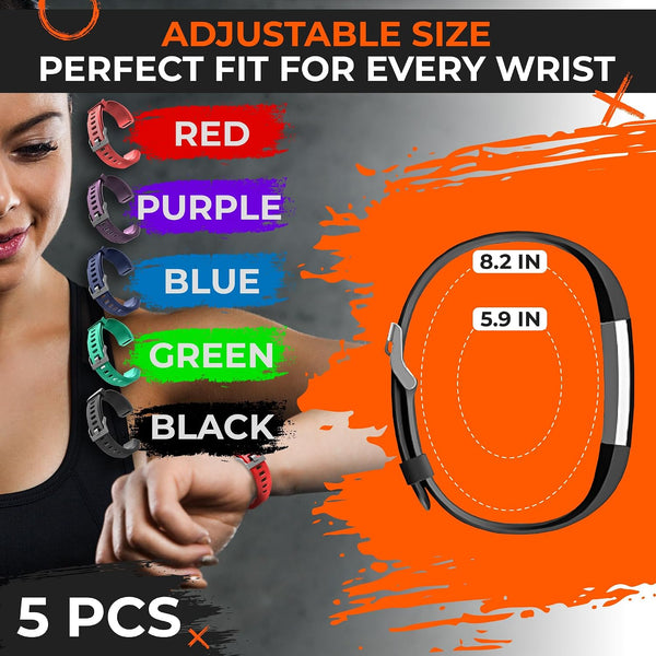 Reluen 2-Pack Bands Compatible only with ID115Plus HR - Wrist Band Fitness Watch Bands Replacement - Bands Smart Watch 5 Units in Different Colors