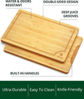 ROYAL CRAFT WOOD Wooden Cutting Boards for Kitchen Meal Prep & Serving - Bamboo Wood Serving Board Set with Deep Juice Groove Side Handles -