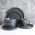 Stone Lain Coupe Stoneware Dinnerware Set, Service for 4, Gray Matte Dinnerware Set Service For 4 Gray Matte
