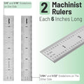 Mr. Pen- Machinist Ruler, 6 Inch, 2 Pack, Stainless Steel Imperial | Precision Measuring Tool, 1/8", 1/16", 1/32", 1/64" Graduation for