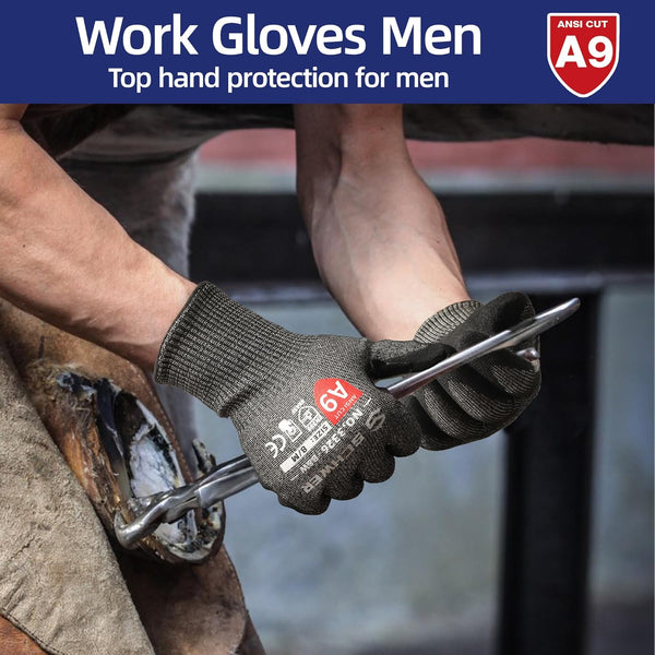 Schwer Proguard Highest Level Cut Resistant Work Gloves PR3326 for Extreme Protection?Ansi A9 Cut Gloves with Reinforced Thumb, Non Slip,