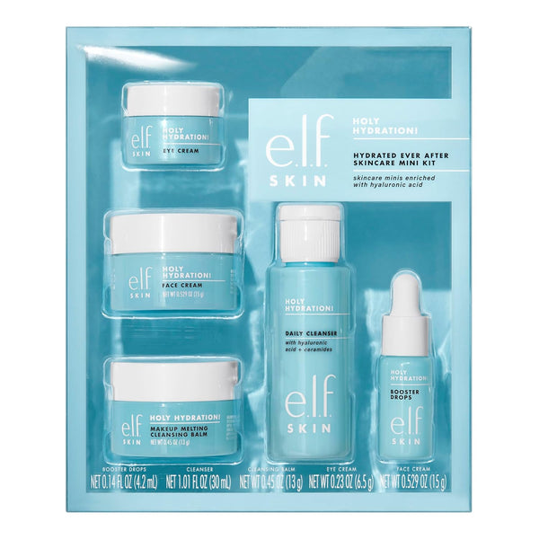 E.L.F. SKIN Holy Hydration! Hydrated Ever after Skincare Mini Kit, Cleanser, Makeup Remover, Moisturiser & Eye Cream for Hydrating Skin,