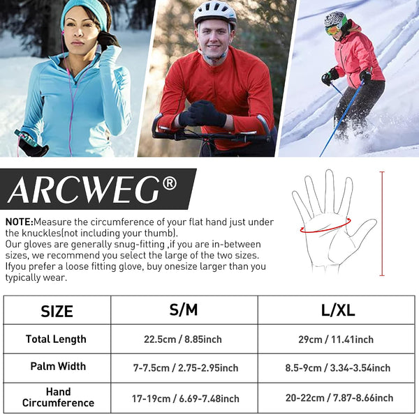 Arcweg Running Gloves Winter Thermal Anti-Slip Touchscreen Gloves Fleece Lining Gloves Men Women for Walking Cycling Driving Black Small-Medium