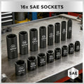 SWANLAKE 3/8" Drive Impact Socket Set, 50-Piece Standard SAE (5/16 to 3/4 Inch) and Metric (8-22Mm) Size, 6 Point, Cr-V, 3/8-Inch Ratchet Handle,