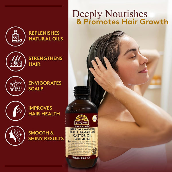 Okay MEN Castor Oil Beard & Hair Growth Oil - Beard Growth Oil Treatment for Men, Moisturizer for Soft Hair with Natural Ingredients, Hexane Free