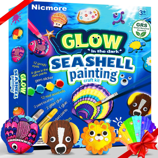 Nicmore Kids Sea Shell Art & Crafts: Glow in the Darkness Painting Kits Crafts f