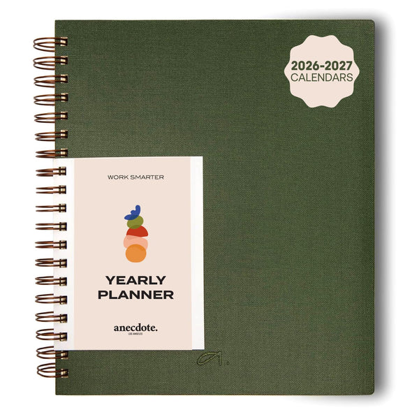Anecdote 2025 Planner (8.5" X 10") Daily Planner Weekly Monthly Planner - 52 Weeks W/Library Buckram Cover, Brass Spiral - A4 Size Bleed-Resistant