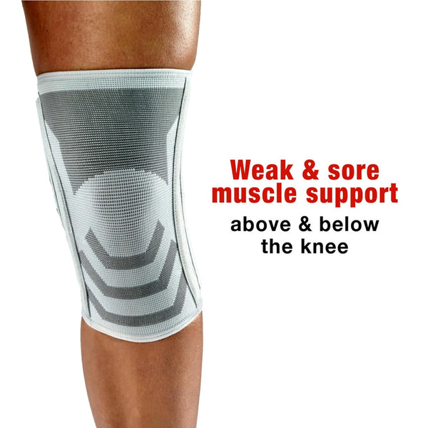ACE Compression Knee Brace W/Side Stabilizers, Support Injured Knee with Mild Compression. Breathable Properties Let Sweat Escape, Small, White/Gray