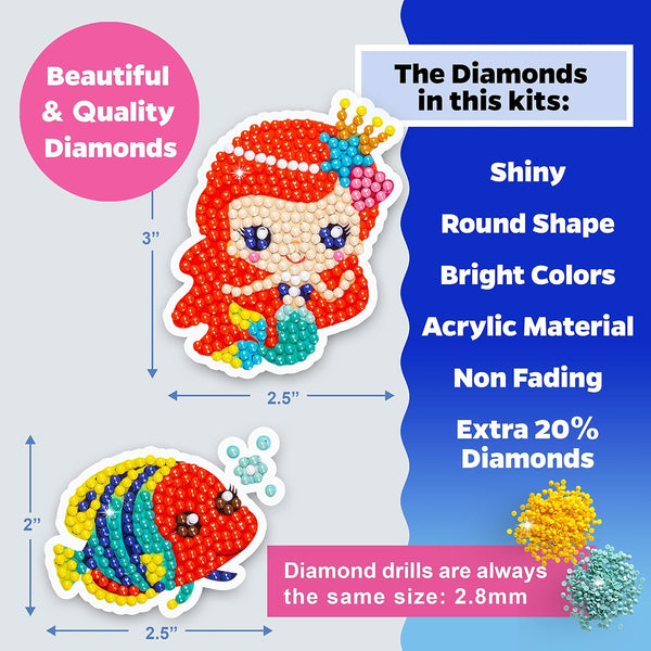 Halmolife Diamond Art Kits for Kids Boys and Girls Ages 6-8-10-12 Easy to DIY Creative Diamond Art Sticker Craft by Numbers Kits for Kids and