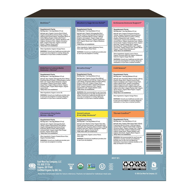 Organic Sampler Gift Box-5 Tea Bags per Flavor (45 Tea Bags)-Delicious Wellness 