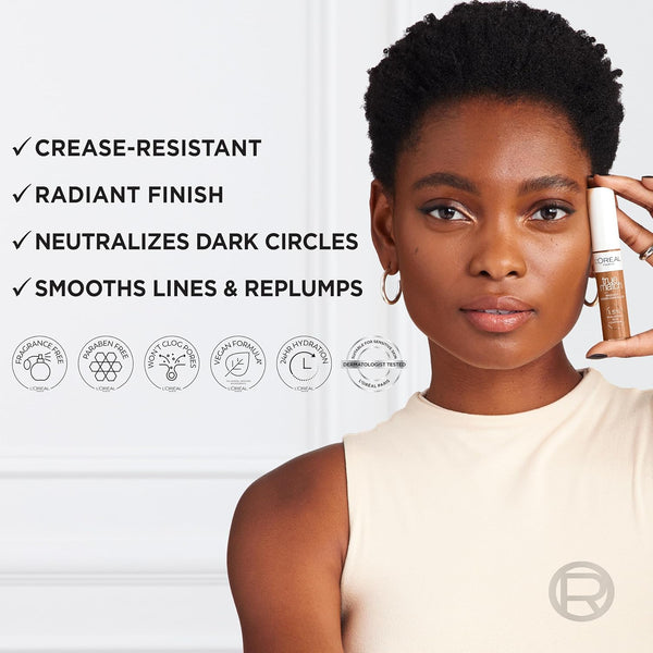 L'Oreal Paris True Match Radiant Serum Concealer, Brightening under Eye Concealer Make up with 1.5% Hyaluronic Acid and Caffeine, C1, 0.33 Oz