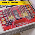 Ontel Battery Daddy Storage & Organizer Case w/Tester, Stores & Protects Up to 180 Batteries, Double-Sided, Clear Locking Lid, Secure Latches &